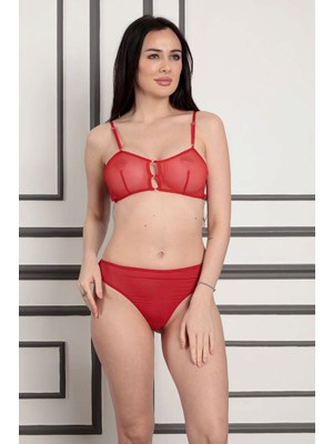 Sistina Sptrns Kırmızı Tül Sütyen Takım - 879 - Beden L