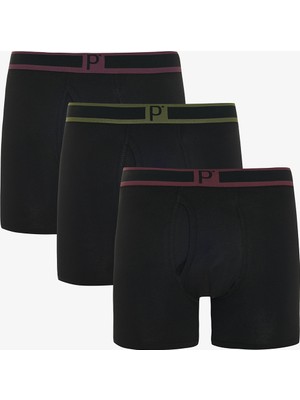 Penti Erkek Pamuklu 3lü Siyah Çok Renkli Boxer