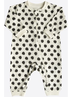 Kitikate Organik Panda Empirme Fermuarlı Tulum Ekru