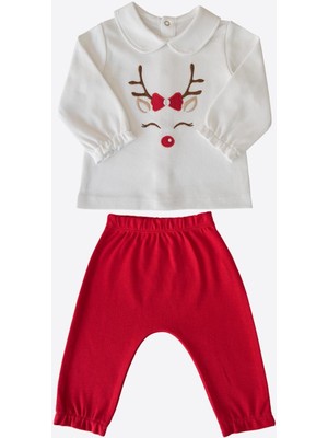 Kitikate Organik Yeni Yıl Geyikli 2'li Takım Kırmızı