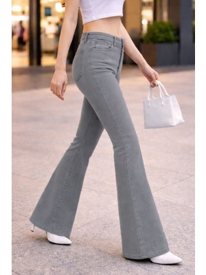 Cedy Denim Cedy Denım Yüksek Kalite Kadın 5 Cep Düşük Bel Ispanyol Paça Skinnyfit Esnek Jean Pantolon C619