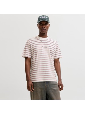 Jack & Jones Erkek Çizgili Nakis Islemeli Tisört - Norrebro