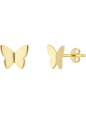 Zeya Kuyumculuk 14 Ayar Altın Minimal Kelebek Küpe