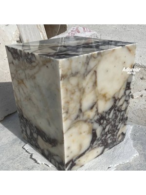Adomar Marble Menekşe Mermer Dekoratif Yan Sehpa