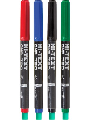 Hi-Text Asetat Kalem S 4 Renk Cd, Plastik, Cam, Metal Kalemi