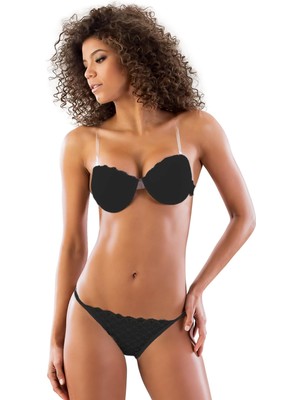 Marsilyan Siyah Mı Emay 2722 Strablez Sırtı Şeffaf Sütyen Takım Push-Up