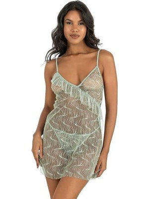 Marsilyan Su Yeşili Kısa Tül Gecelik 4221