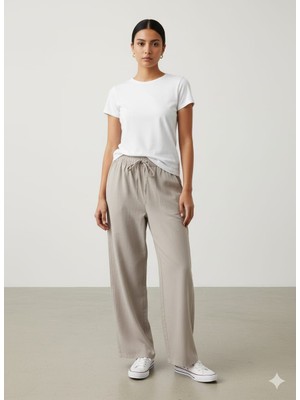 KMK Kombin Yumuşak Dokulu Rahat Kalıp Bol Paça Pantolon