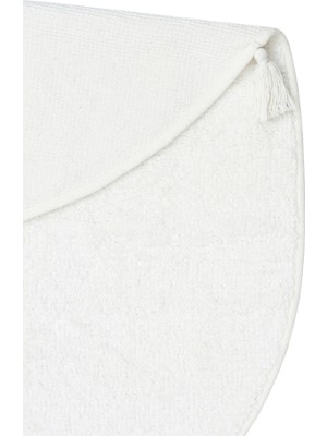 Akbel Halı Cotton Boon CBN Plain Beyaz Yuvarlak Q120 - Yıkanabilir Kaymaz Naturel Pamuk Bebek Halısı