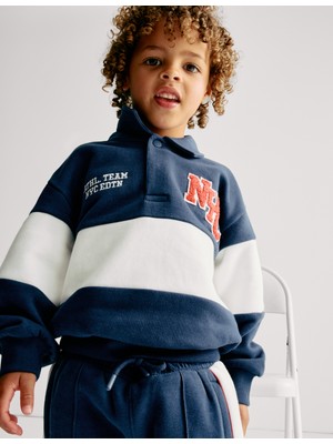 Marks & Spencer Pamuk Karışımlı Çizgili Rugby Üst (2-8 Yaş)