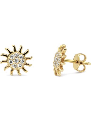 Zeya Kuyumculuk 14 Ayar Altın Taşlı Güneş Küpe