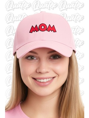 Quatex Mom Nakışlı Şapka – Pembe %100 Pamuk Gabardin Unisex Model