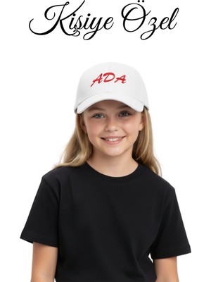 Quatex [istediğiniz Ismi Nakışla Yazıyoruz] - Kişiye Özel Çocuk Şapka - Beyaz %100 Pamuk Gabard
