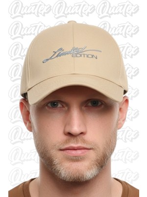 Quatex Limited Edition Nakışlı Şapka – Krem %100 Pamuk Gabardin Unisex Model