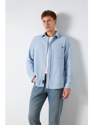 Mavi Erkek Çizgili Gömlek M0211852 Indigo