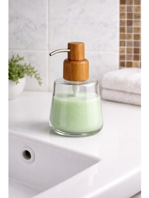 Akdeniz Home CN-56822 Mien Akasya Cam Sıvı Sabunluk – Şık ve Doğal Mutfak & Banyo Sabunluğu
