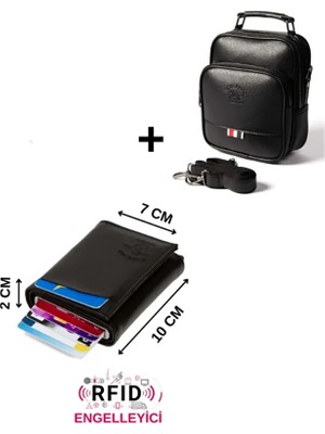 Sannora Bags Erkek Siyah El ve Omuz Çantası Çapraz Askılı