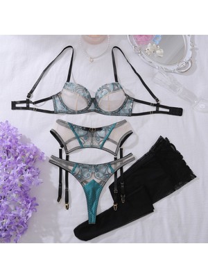 Nighty Dantel Jartiyerli Sütyen Külot Takımı, Ithal Kumaş, Lüks Iç Giyim Seti