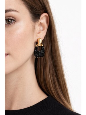 New Obsessions Deri Detaylı Vintage Küpe