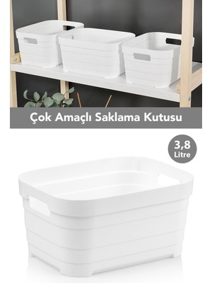 Meleni Home 1 Adet Dekoratif Piramit Saklama Kutusu - Dolap Içi Düzenleyici Organizer Kutu 3,8 Litre Beyaz