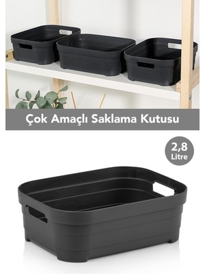 Meleni Home 1 Adet Dekoratif Piramit Saklama Kutusu - Dolap Düzenleyici Çok Amaçlı Organizer 2,8 Litre Antrasit