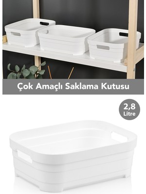 Meleni Home 1 Adet Dekoratif Piramit Saklama Kutusu - Dolap Içi Düzenleyici Organizer Kutu 2,8 Litre Beyaz