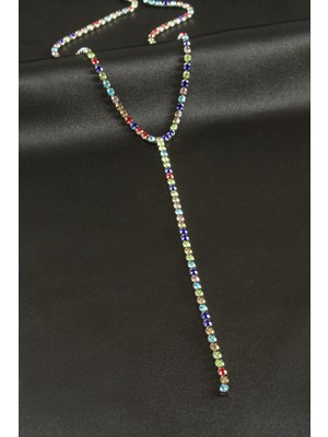 SHC4200 Şerit Taşlı Çelik Y Kolye 4 mm