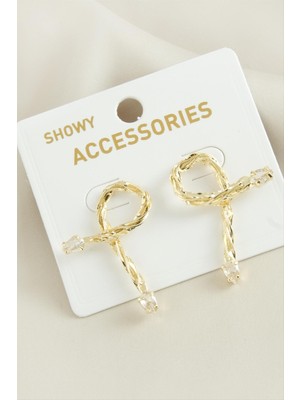 SHC4200 Oval Yeni Sezon Damla Taşlı Küpe