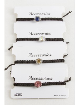 SHC4200 Çiçek Taşlı Makrome Örgülü Bileklik