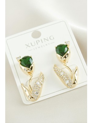 SHC4200 Xuping Orkide Zirkon Taşlı Lüks Çelik Küpe