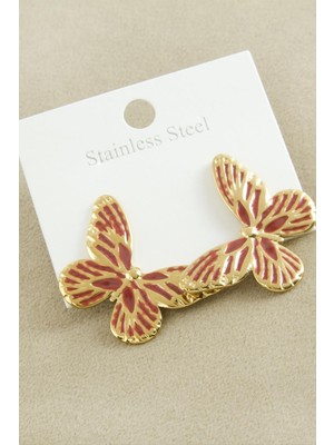 SHC4200 Kelebek Mineli Lüks Çelik Küpe