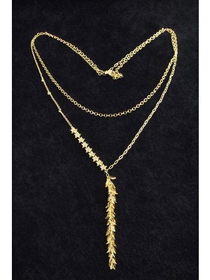 SHC4200 Yıldız Pullu Zirkon Taşlı Lüks Ikili Çelik Kolye