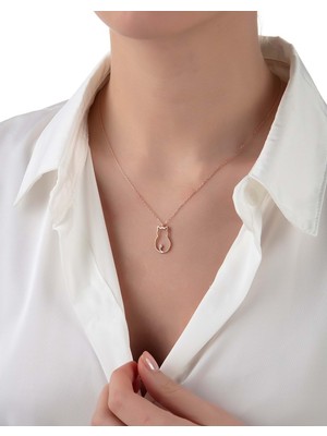 By More 925 Ayar Gümüş Tombul Kedi Kolye