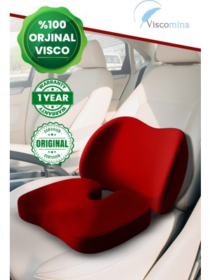 Viscomina Visco Araç Bel ve Oturma Minderi Seti Ortopedik Şoför Koltuğu Desteği Araba Için Konfor Yastığı