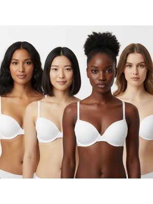 Bonbon Kadın Mikro Desteksiz Beyaz Renk 4'lü Sütyen BB2144