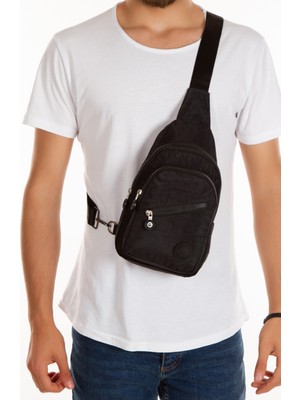 Sannora Bags Unisex Siyah Su Geçirmez Krinkıl Çapraz Askılı Bel Omuz Çanta Göğüs Günlük