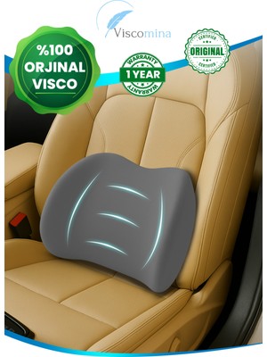 Viscomina Ortopedik Araç Bel Yastığı Sırt Minderi Ortopedik Araç Minderi Gri Renk