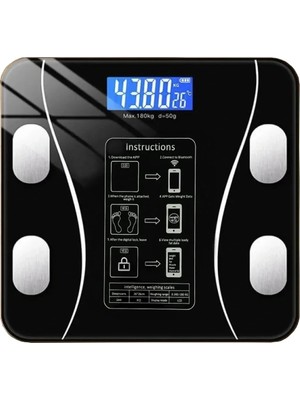 Go İthalat Yağ Ölçer Fonksiyonlu Dijital Baskül Elektronik Tartı Akıllı Bluetooth Lcd Dijital Ekran Ev Vücut (5381)