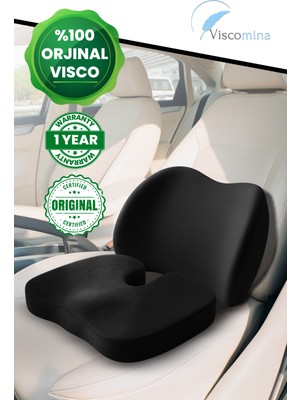 Viscomina Visco Araç Bel ve Oturma Minderi Seti Ortopedik Şoför Koltuğu Destek Araba Için Konfor Yastığı