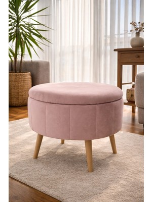 Arlin Babyface Pembe Modern Sandıklı Dekoratif Puf Sandalye