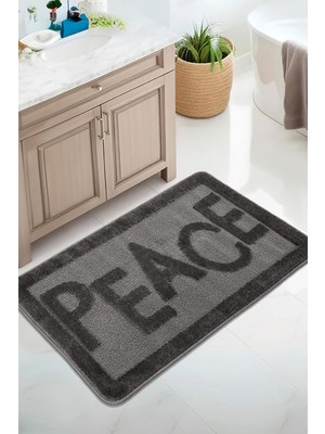Konfor Halı Doğal Kaymaz Taban Banyo Paspas Uzun Ömürlü Yumuşak Dokulu Su Emici Yıkanabilir Yazılı Paspas Peace 60X100