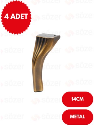 Sözer Kesit 14 cm Antik Sarı Metal Mobilya Ayağı Ayakları Ünite Baza Koltuk Kanepe Sehpa Ayakları