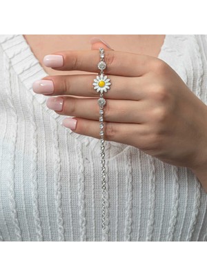 Erseyy 925 Ayar Gümüş Papatya Su Yolu Kadın Bileklik