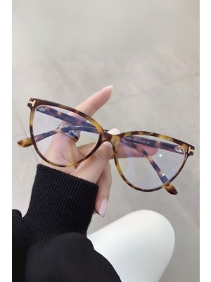 Ren Eyewear Frida Leopar Cat Eye Çerçeve Popüler Şeffaf Ekran Gözlüğü