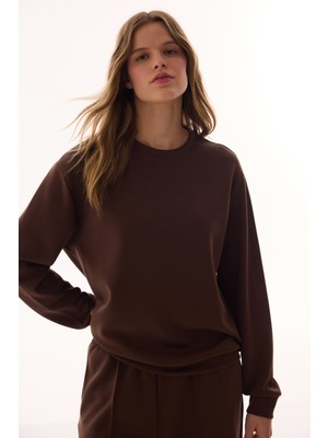 Penti Kahverengi Bisiklet Yaka Oversize Modal Sweatshirt