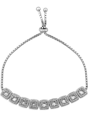 Erseyy 925 Ayar Gümüş Kare Baget Taşlı Asansörlü Bileklik