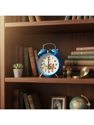 Eski Yeni Antik Tavuklu Kurmalı Saat Alarmlı Mavi (Horozlu Saat)