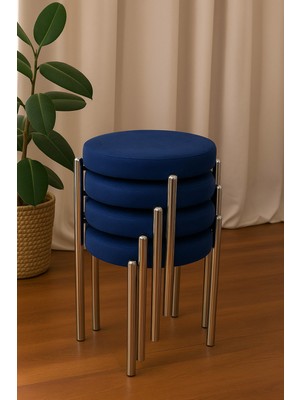 Berawond Bera Metal Silinebilir Tay Tüyü Kumaş Tabure (4 Adet-Montajlı Gönderim)