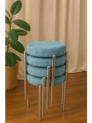 Berawond Bera Metal Silinebilir Kumaş Tabure (4 Adet-Montajlı Gönderim)