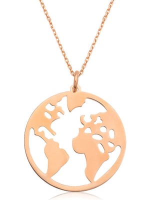 Erseyy ​925 Ayar Gümüş Rose Dünya Gümüş Kolye